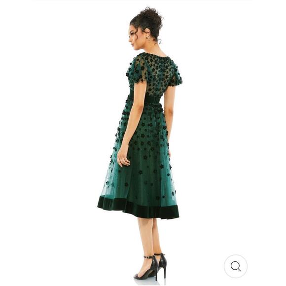 Mac Duggal Embellished Velvet Hem Midi Dress Emerald Size 6 NWT - Picture 3 of 12